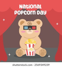 National popcorn day vector design for national popcorn day celebration. Suitable for flat design graphic illustration for social media ads, flyer design, banner, template, poster, etc