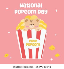 National popcorn day vector design for national popcorn day celebration. Suitable for flat design graphic illustration for social media ads, flyer design, banner, template, poster, etc