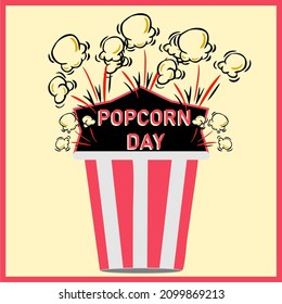 National Popcorn Day Vector Illustration.