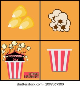 National Popcorn Day Vector Illustration.