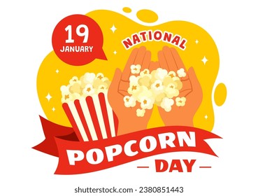 National Popcorn Day Vector Illustration on January 19th with a Big Box Popcorns to Poster or Banner in Flat Cartoon Background Design