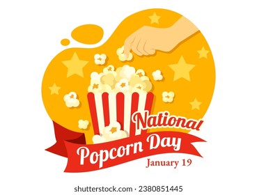 National Popcorn Day Vector Illustration on January 19th with a Big Box Popcorns to Poster or Banner in Flat Cartoon Background Design