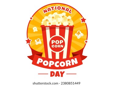 National Popcorn Day Vector Illustration on January 19th with a Big Box Popcorns to Poster or Banner in Flat Cartoon Background Design