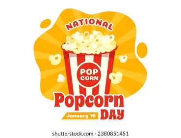 National Popcorn Day Vector Illustration on January 19th with a Big Box Popcorns to Poster or Banner in Flat Cartoon Background Design