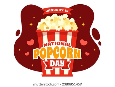 National Popcorn Day Vector Illustration on January 19th with a Big Box Popcorns to Poster or Banner in Flat Cartoon Background Design