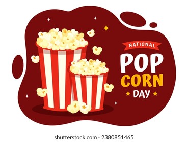 National Popcorn Day Vector Illustration on January 19th with a Big Box Popcorns to Poster or Banner in Flat Cartoon Background Design
