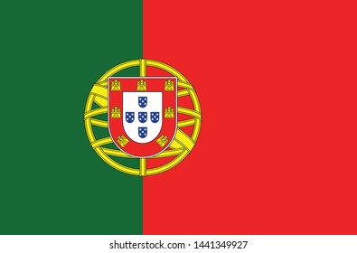 Bandera nacional portuguesa, colores oficiales y proporción correctamente. Bandera nacional de Portugal. Ilustración vectorial. EPS10. Icono vectorial de la bandera portuguesa, diseño simple y plano para la web o aplicación móvil.