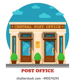 National post office for mail services like accepting letters and parcels. Architecture of building for transfer packs or documents by postman. Great for structure and construction exterior panorama