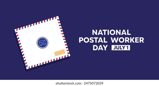 National Postal Worker Day. Great for cards, banners, posters, social media and more. Blue background. 