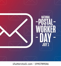 National Postal Worker Day. July 1. Holiday concept. Template for background, banner, card, poster with text inscription. Vector EPS10 illustration