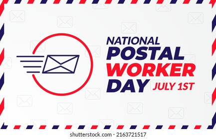 National Postal Worker Day July 1st illustration with on mail envelope background design