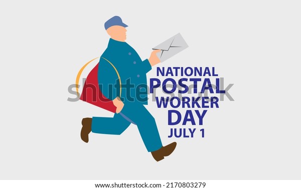 National\
Postal Worker Day. logo and banner July 1 Eps\
10