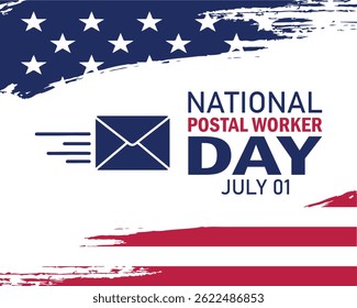 National Postal Worker Day on July 1st. Illustration. Poster, card, banner, background design.
