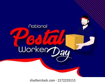 National Postal Worker Day. Portrait Of Smiling Delivery Man. Vector Illustration Of Postal Worker For Social Media And Print Media.