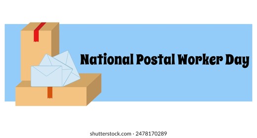 Día Nacional del Trabajador Postal, Anuncio Horizontal simple sobre el tema de una Ilustración vectorial profesional útil