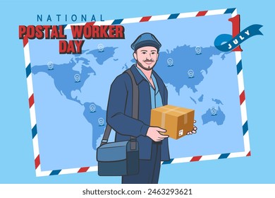 National postal workers day celebration flat poster.