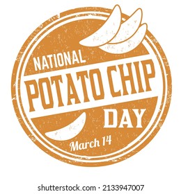 National potato chips day grunge rubber stamp on white background, vector illustration