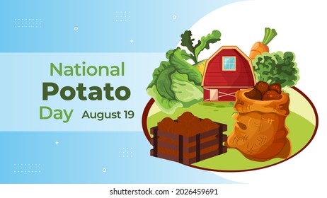 National potato day on august 19 business brochure flyer banner design horizontal template vector, cover presentation abstract, modern publication poster and flag-banner, layout in rectangle size.