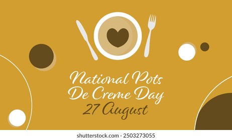 National Pots De Creme Day vector banner design with geometric shapes and vibrant colors on a horizontal background.