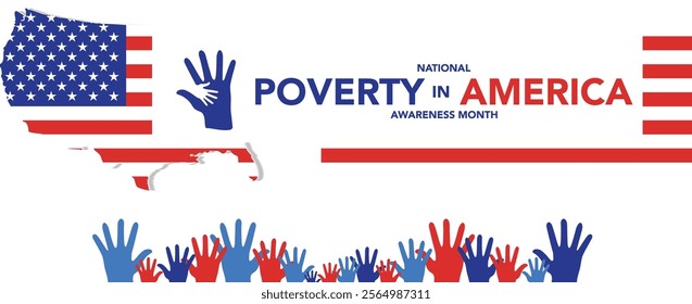 National Poverty in America awareness month is observed every year in January, it gives an opportunity to become more aware of those in need and the ways we can take action to combat poverty. Vector
