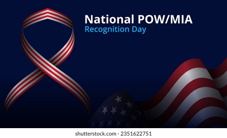 national pow  mia recognition day greeting background design with american flag and symbol of remembrance or mourning vector illustration