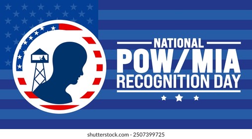 National POW MIA Recognition Day background or banner design template. Holiday concept. Template for background, banner, card, poster, placard, design template with unique shapes with standard color.