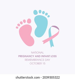 National Pregnancy and Infant Loss Remembrance Day vector. Baby footprint with pink-blue ribbon icon vector. 