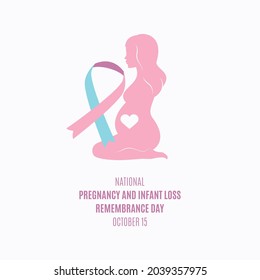 National Pregnancy and Infant Loss Remembrance Day vector. Pregnant kneeling woman pink silhouette icon vector. 