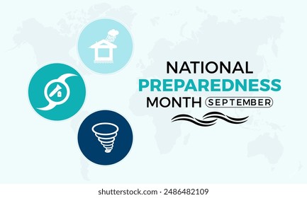 National Preparedness Month. Emergency concept Greeting card, poster, Ribbon, banner, Vector Template.