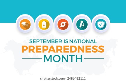 National Preparedness Month. Emergency concept Greeting card, poster, Ribbon, banner, Vector Template.