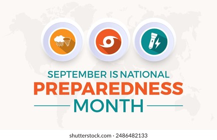 In: National Preparedness Month. Notfallkonzept Grußkarte, Poster, Band, Banner, Vektorgrafik Vorlage.