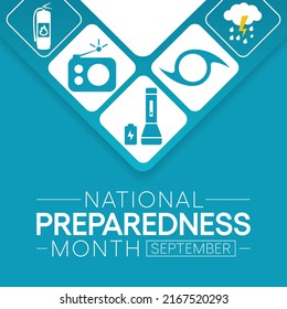 National Preparedness month (NPM) is observed each year in September to raise awareness about the importance of preparing for disasters and emergencies that could happen at any time. Vector art