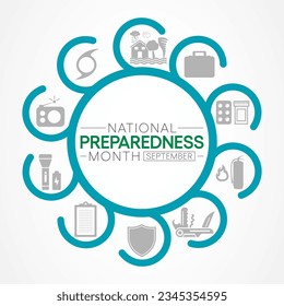 National Preparedness month (NPM) is observed each year in September to raise awareness about the importance of preparing for disasters and emergencies that could happen at any time. Vector art