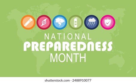 National Preparedness Month wird jedes Jahr im September beobachtet. Banner Design Vorlage Vektorillustration Hintergrund Design.