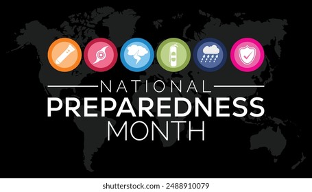 National Preparedness Month wird jedes Jahr im September beobachtet. Banner Design Vorlage Vektorillustration Hintergrund Design.