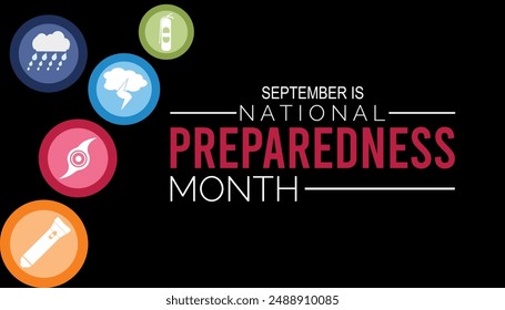 National Preparedness Month wird jedes Jahr im September beobachtet. Banner Design Vorlage Vektorillustration Hintergrund Design.