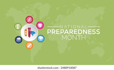 National Preparedness Month wird jedes Jahr im September beobachtet. Banner Design Vorlage Vektorillustration Hintergrund Design.