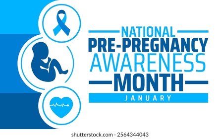 National Pre-Pregnancy Awareness Month background banner or poster design template. observed every year in January. Holiday concept. Use to any Template, card, poster, placard, template.