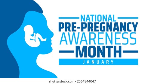 National Pre-Pregnancy Awareness Month background banner or poster design template. observed every year in January. Holiday concept. Use to any Template, card, poster, placard, template.