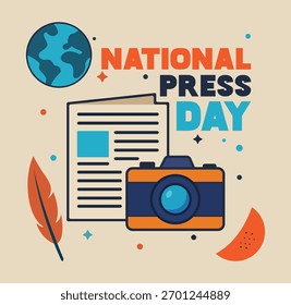 National Press Day. National press day design flat illustration