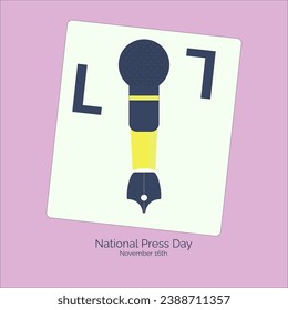 National Press Day vector, illustration. Pen and microphone concept for posters and banner design.