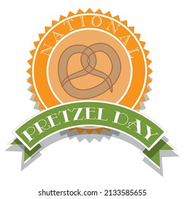 National Pretzel Day Badge And Emblem Vector Illustration