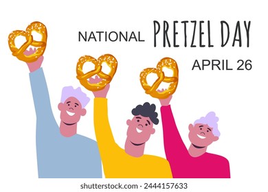 National Pretzel Day greeting card.Vector illustration