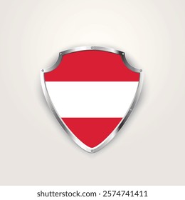 National pride of Austria. Austrian flag on a shield. Vector illustration.	
