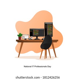 National IT Professionals Day illustration vector, Relevant to IT coorporation