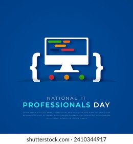 National IT Professionals Day Paper Schnitt Stil Vektordesign Illustration für Hintergrund, Poster, Banner, Werbung, Grußkarte