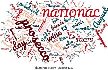 National Prosecco Day 13 August Word Cloud In Vector Art Creative Colourful White Back Ground