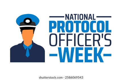 National Protocol Officer's Week background banner or poster design template. observed every year in March. Holiday concept. Use to any Template, card, poster, placard, template.