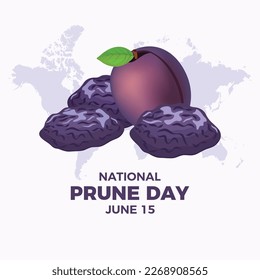 National Prune Day vector illustration. Dried plums icon vector. Prune plum drawing. June 15 every year. Important day