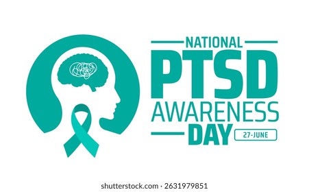 National PTSD Awareness Day background banner or poster design template. observed every year in June. Holiday concept. Use to any Template, card, poster, placard, template.